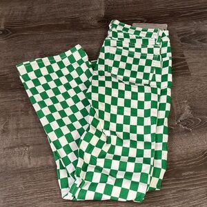 Green and White Checkered Pants